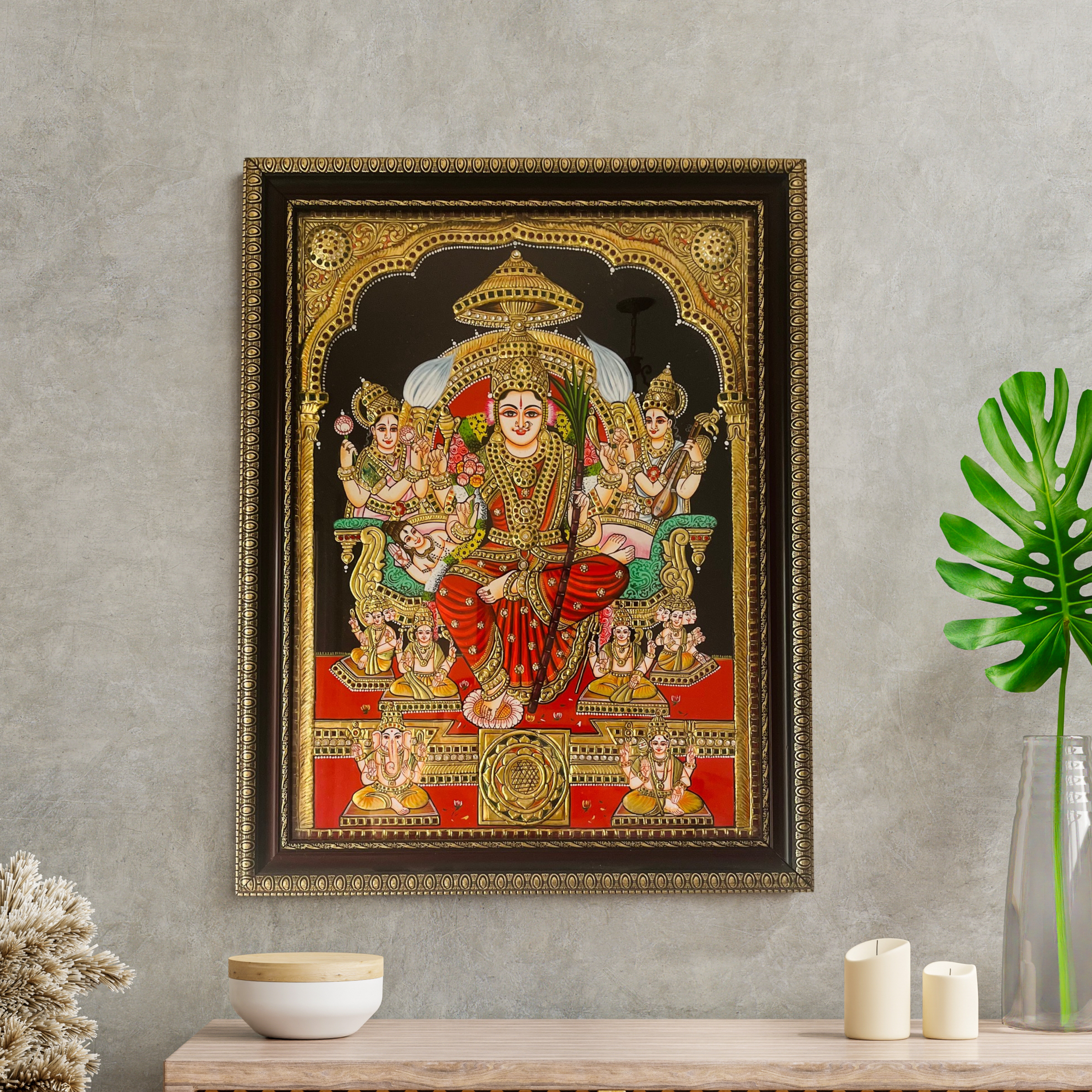 Lalita Tripura Sundari Goddess Tanjore Art