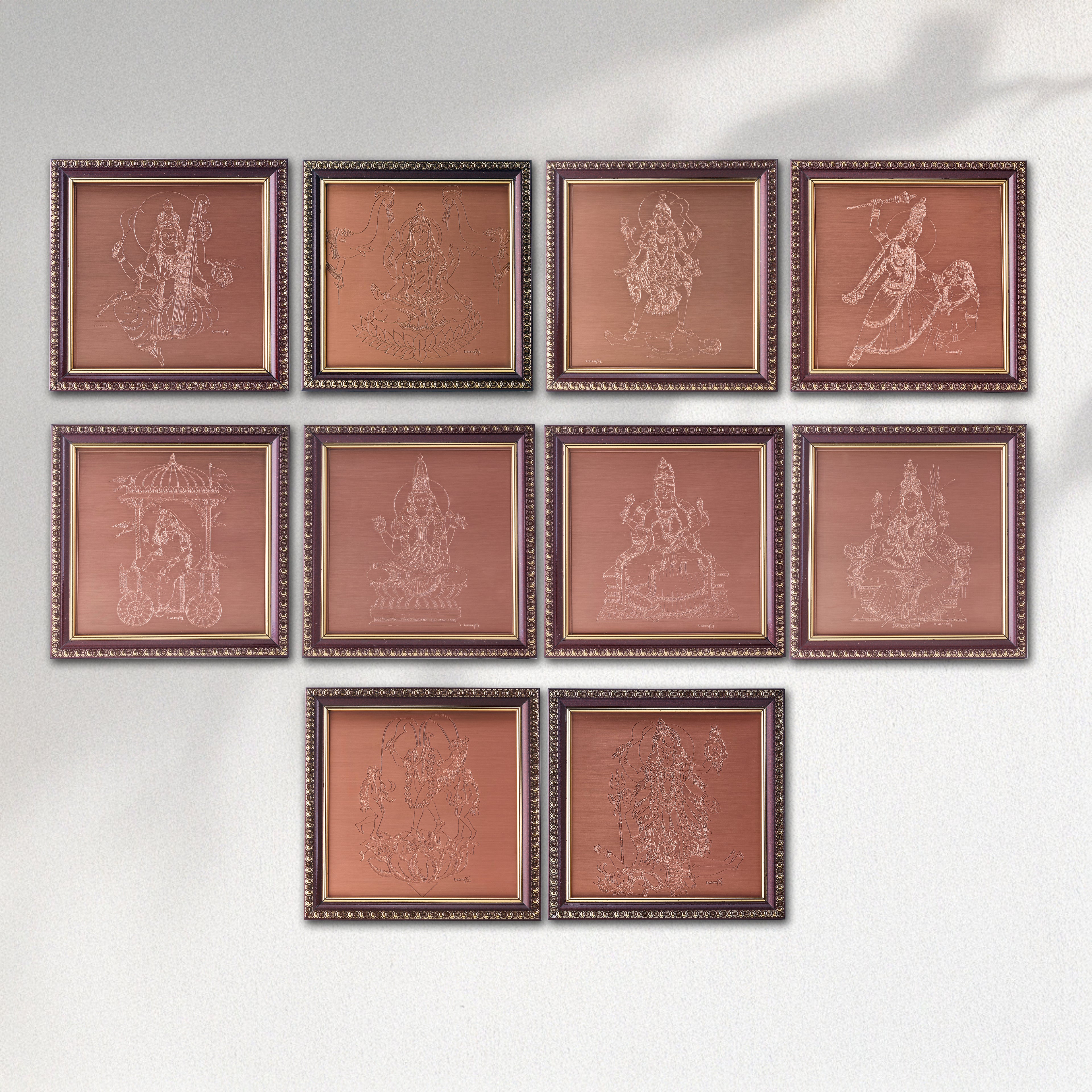 Dasa Mahavidyas Copper Frames - 10 Forms of Goddess Shakti