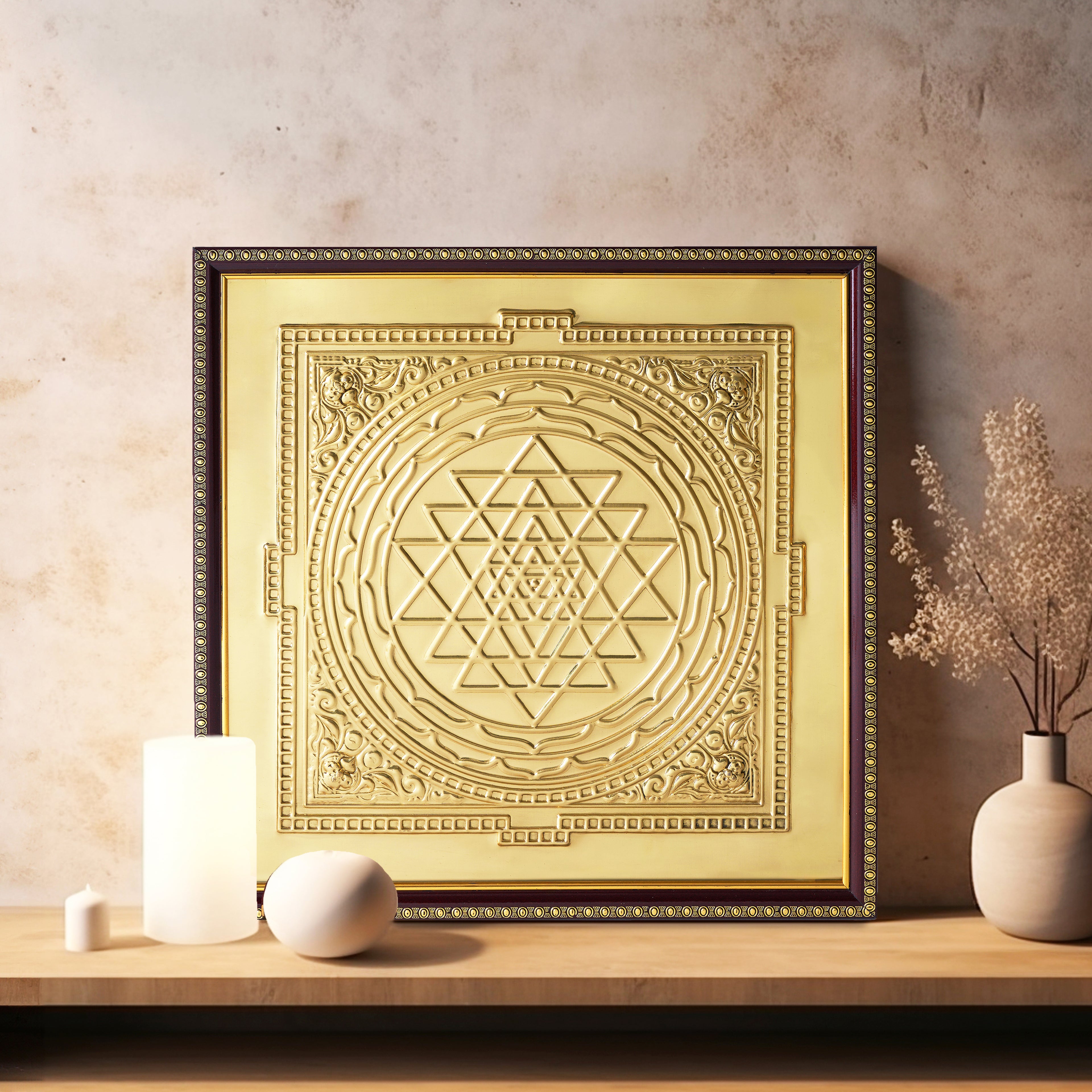 Sri Chakra Yantra Brass Repoussé