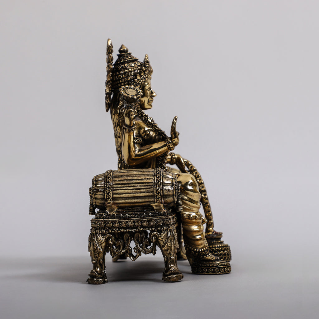 Brass Goddess Laxmi sitting Singhasaan