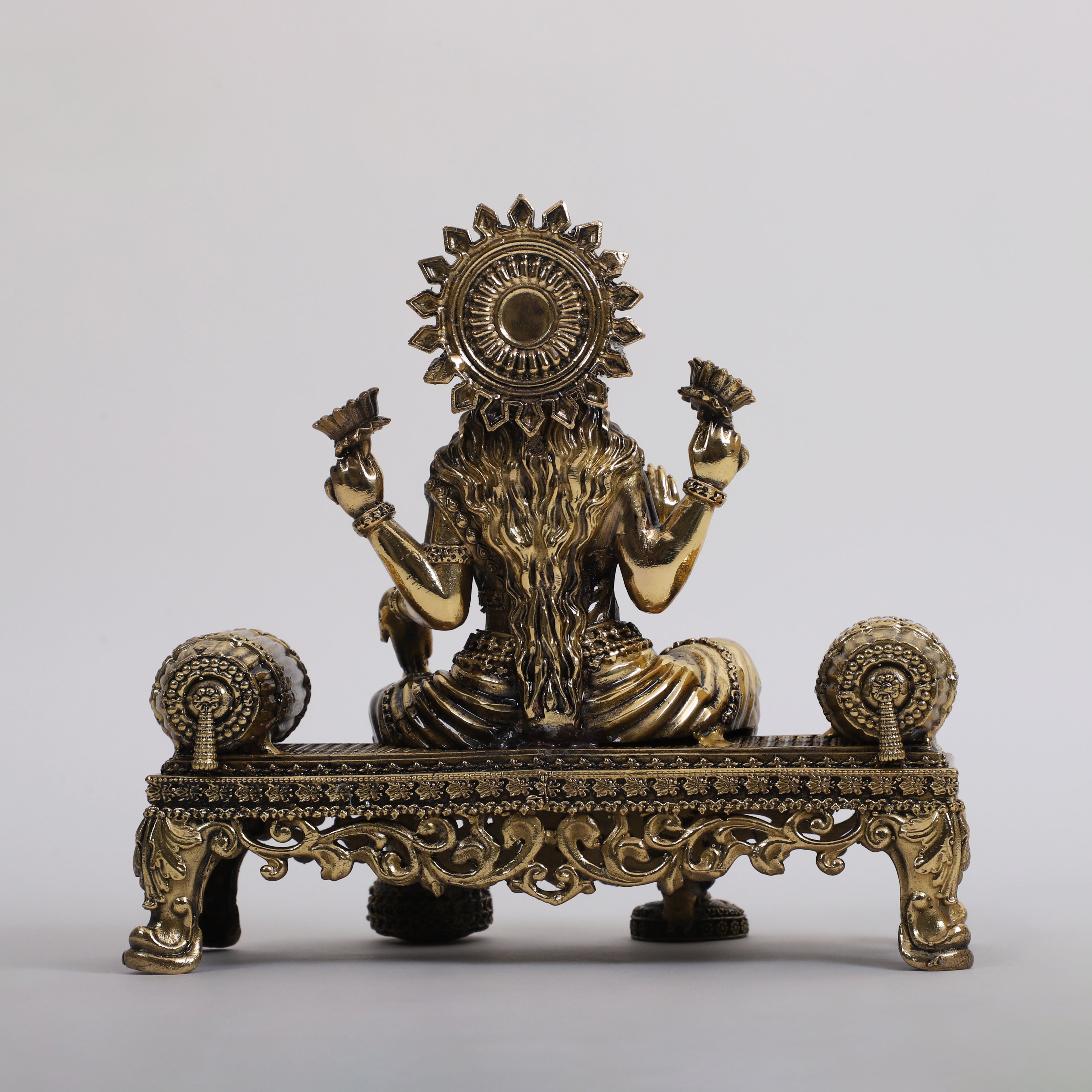 Brass Goddess Laxmi sitting Singhasaan
