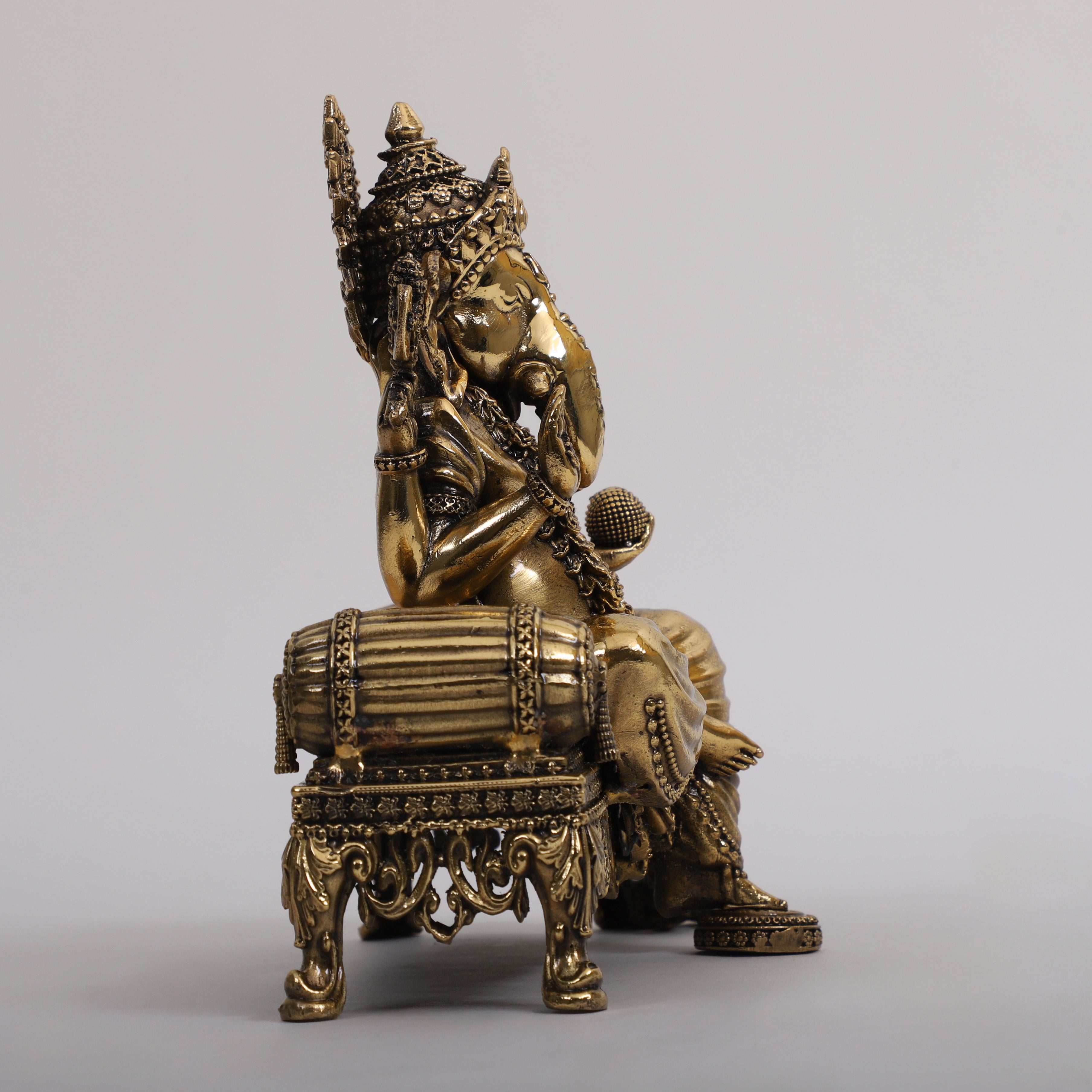 Brass Lord Ganesha sitting Singhasaan