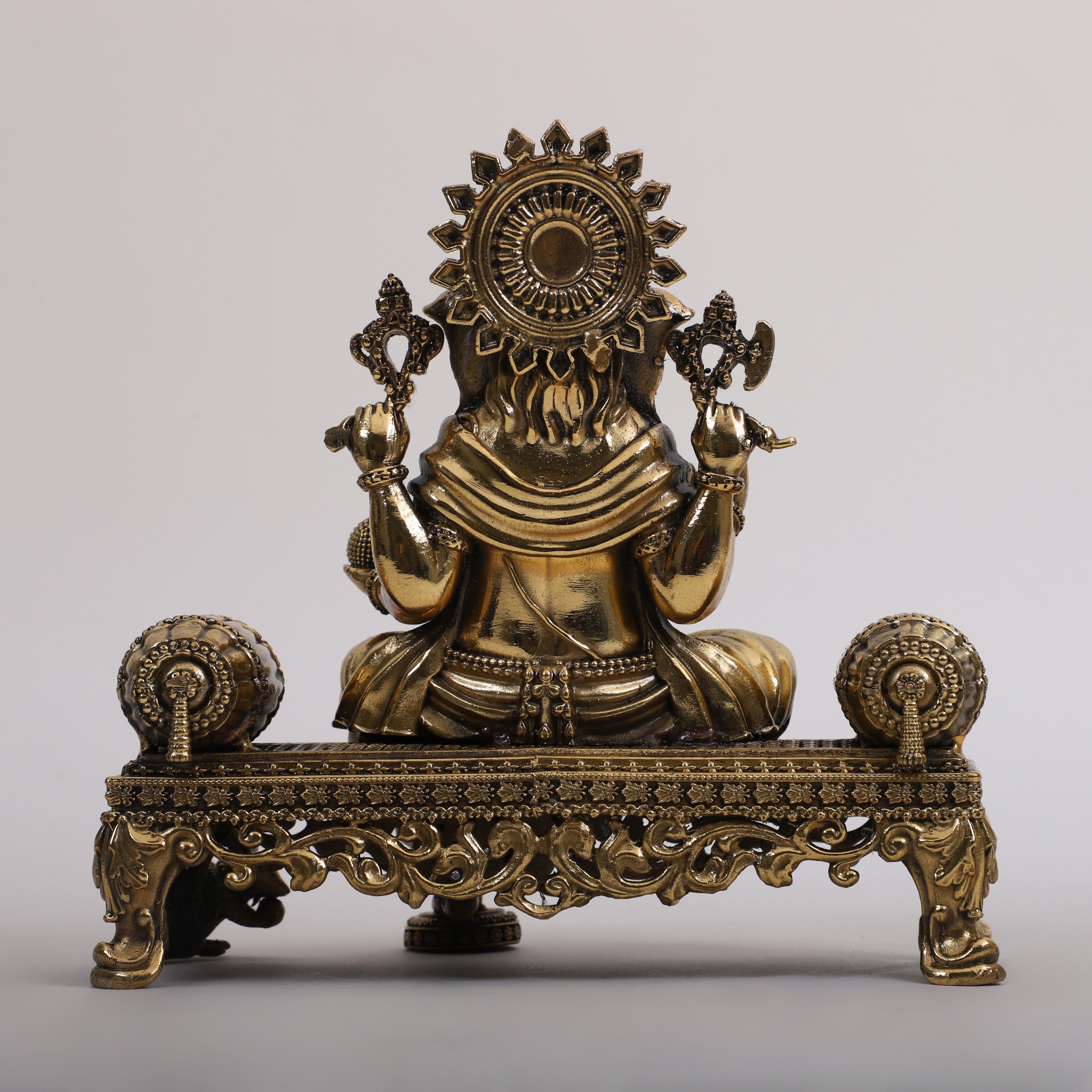 Brass Lord Ganesha sitting Singhasaan