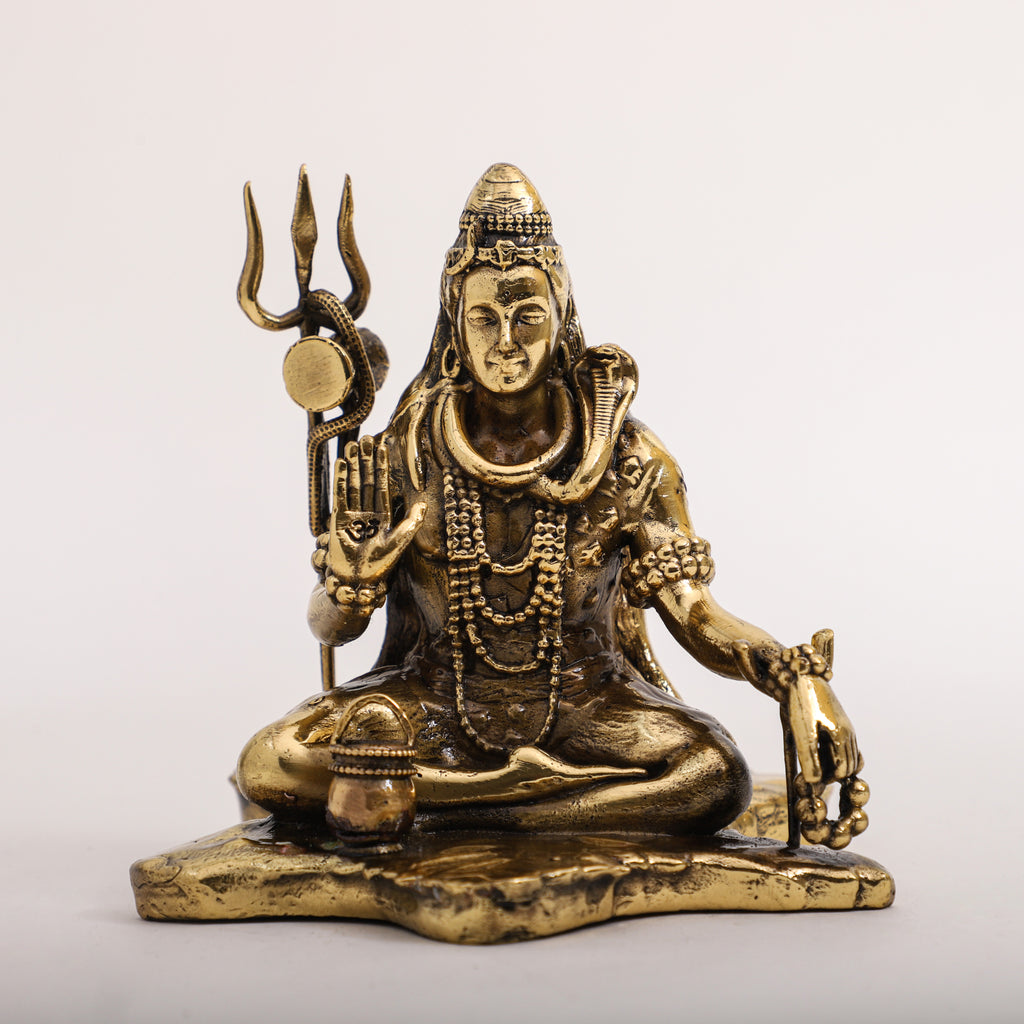 Brass Lord Shiva sitting on Tiger Skin