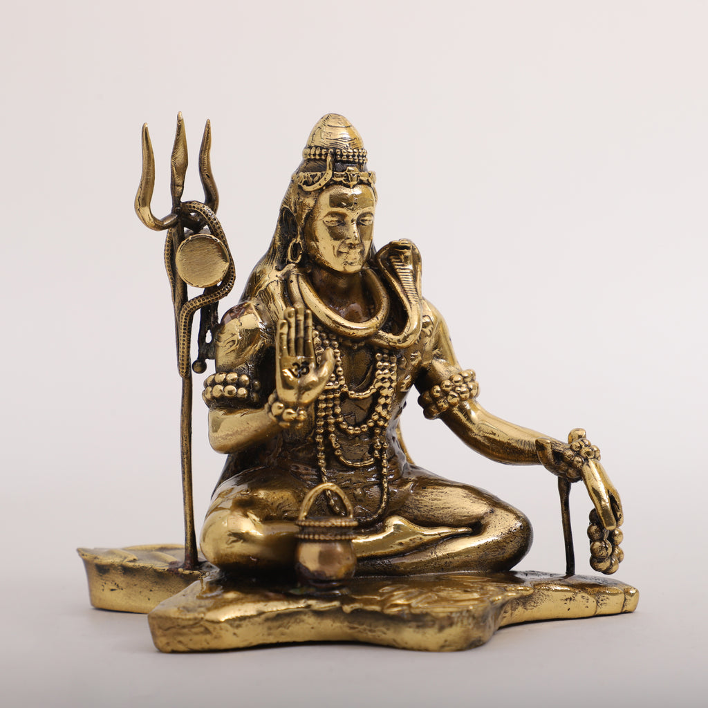 Brass Lord Shiva sitting on Tiger Skin