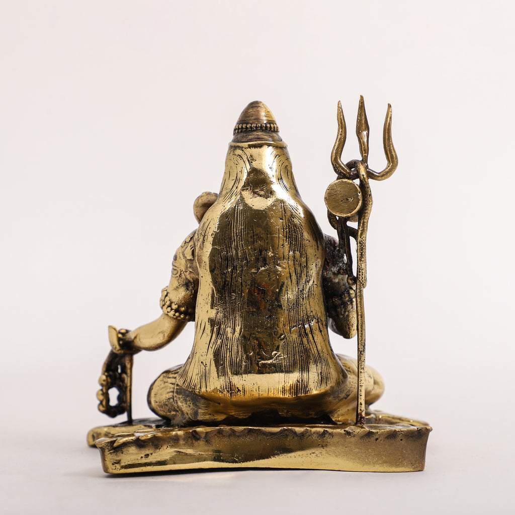 Brass Lord Shiva sitting on Tiger Skin