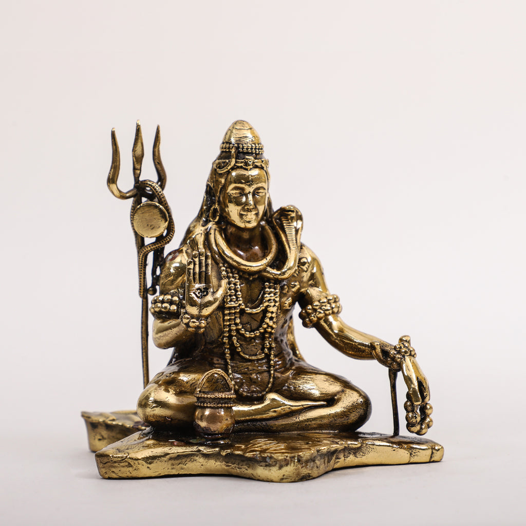 Brass Lord Shiva sitting on Tiger Skin