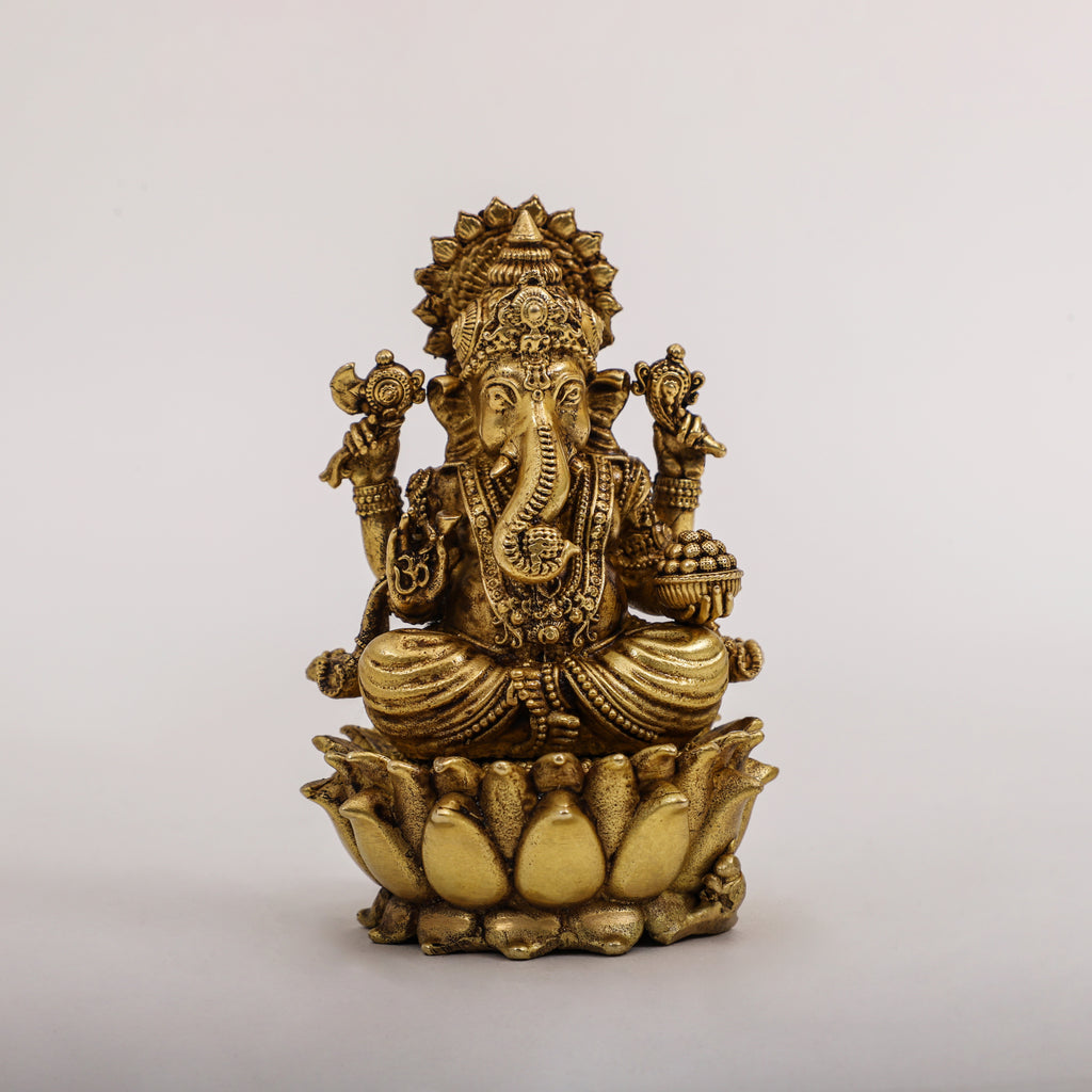 Brass Ganesha on Lotus.