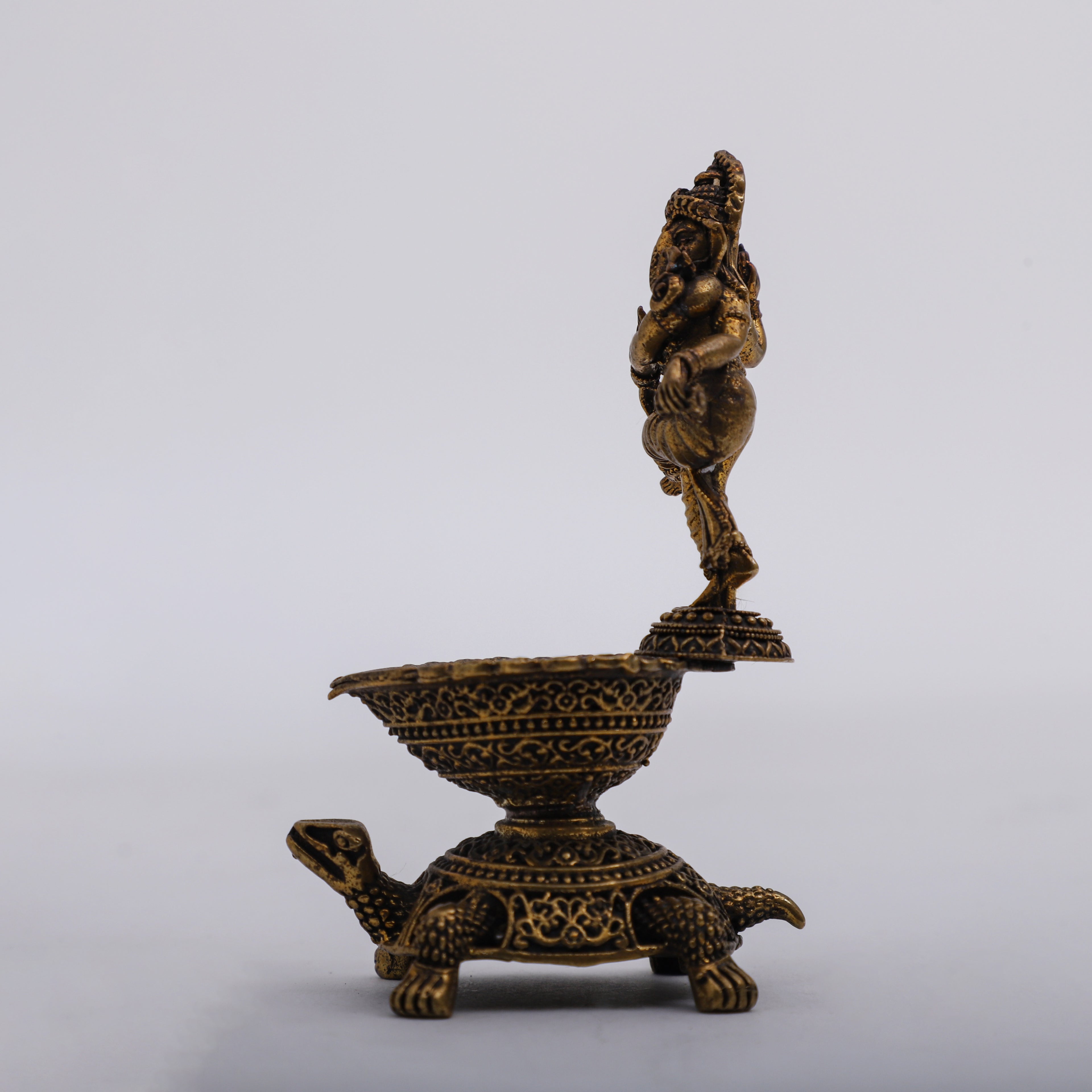 Brass Dancing Ganesha on Tortoise & Dia