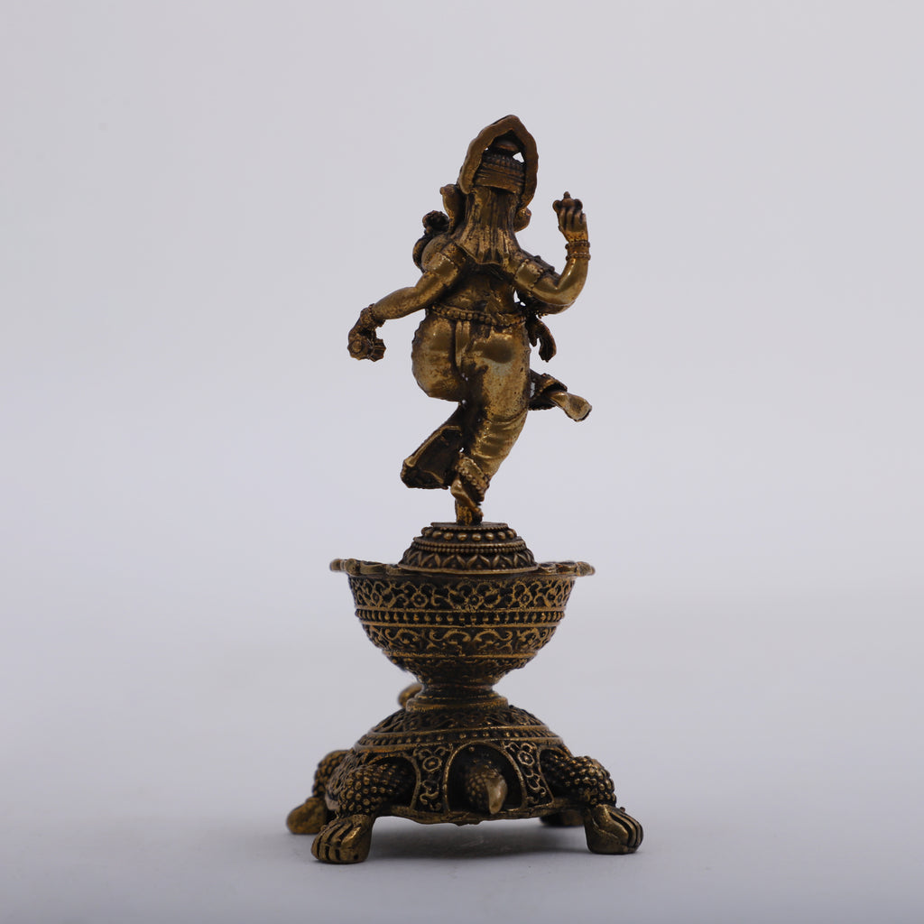 Brass Dancing Ganesha on Tortoise & Dia