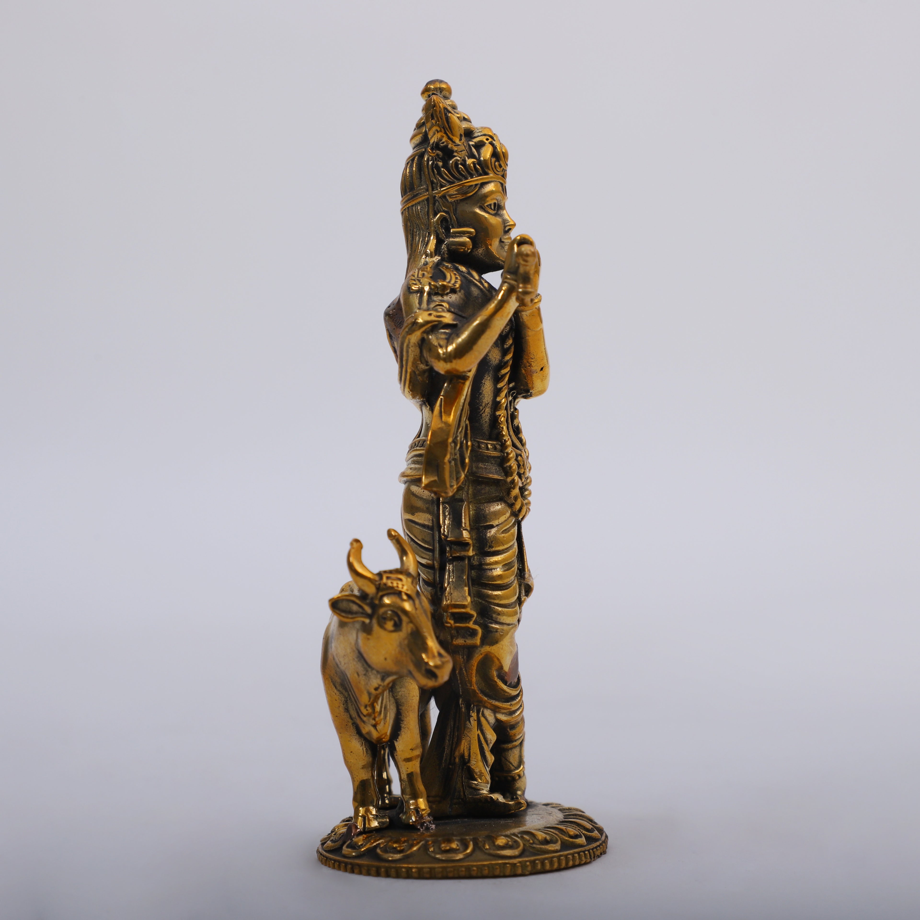 Brass Lord Krishna with Cow