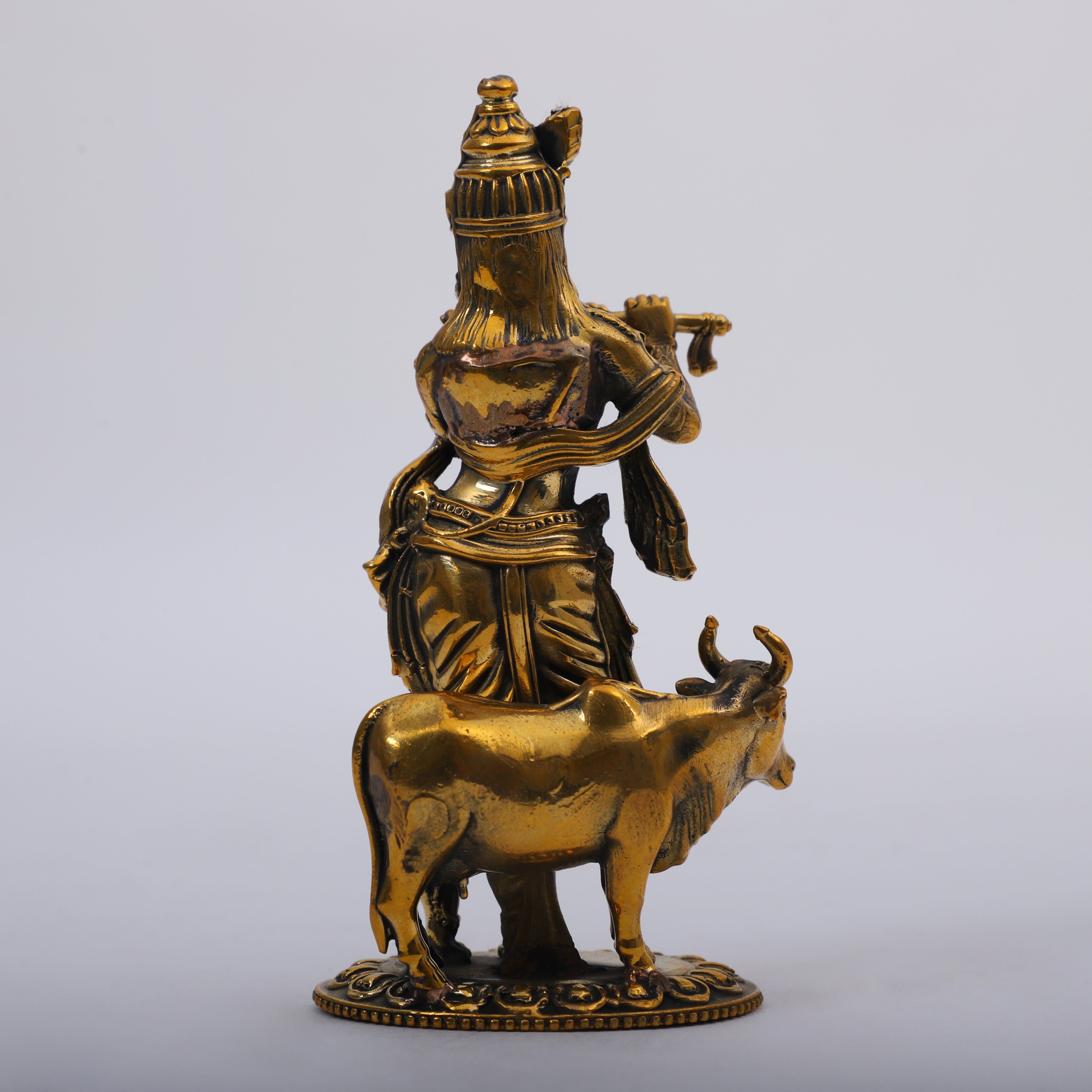 Brass Lord Krishna with Cow