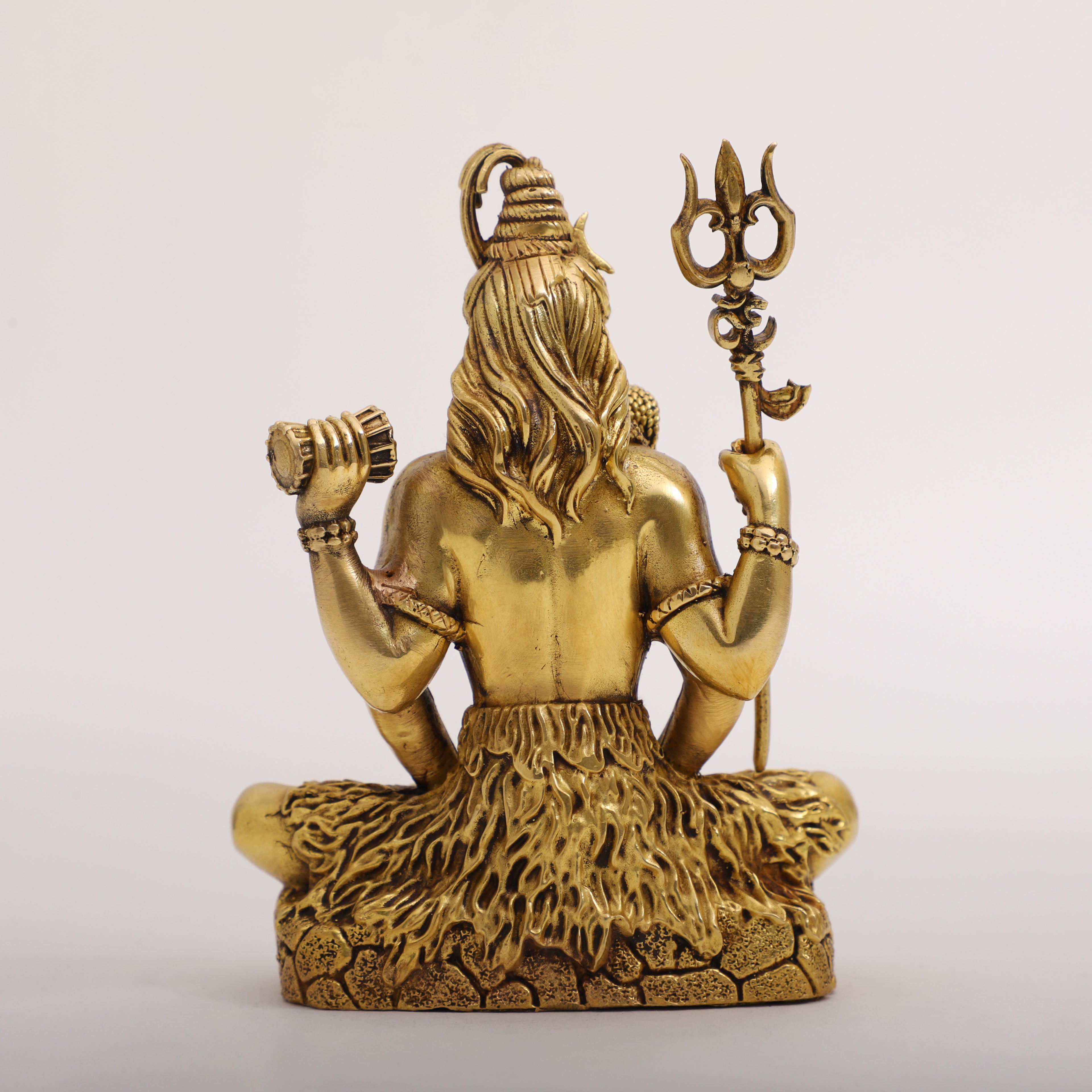 Brass Lord Shiva sitting on Tiger Headed Skin