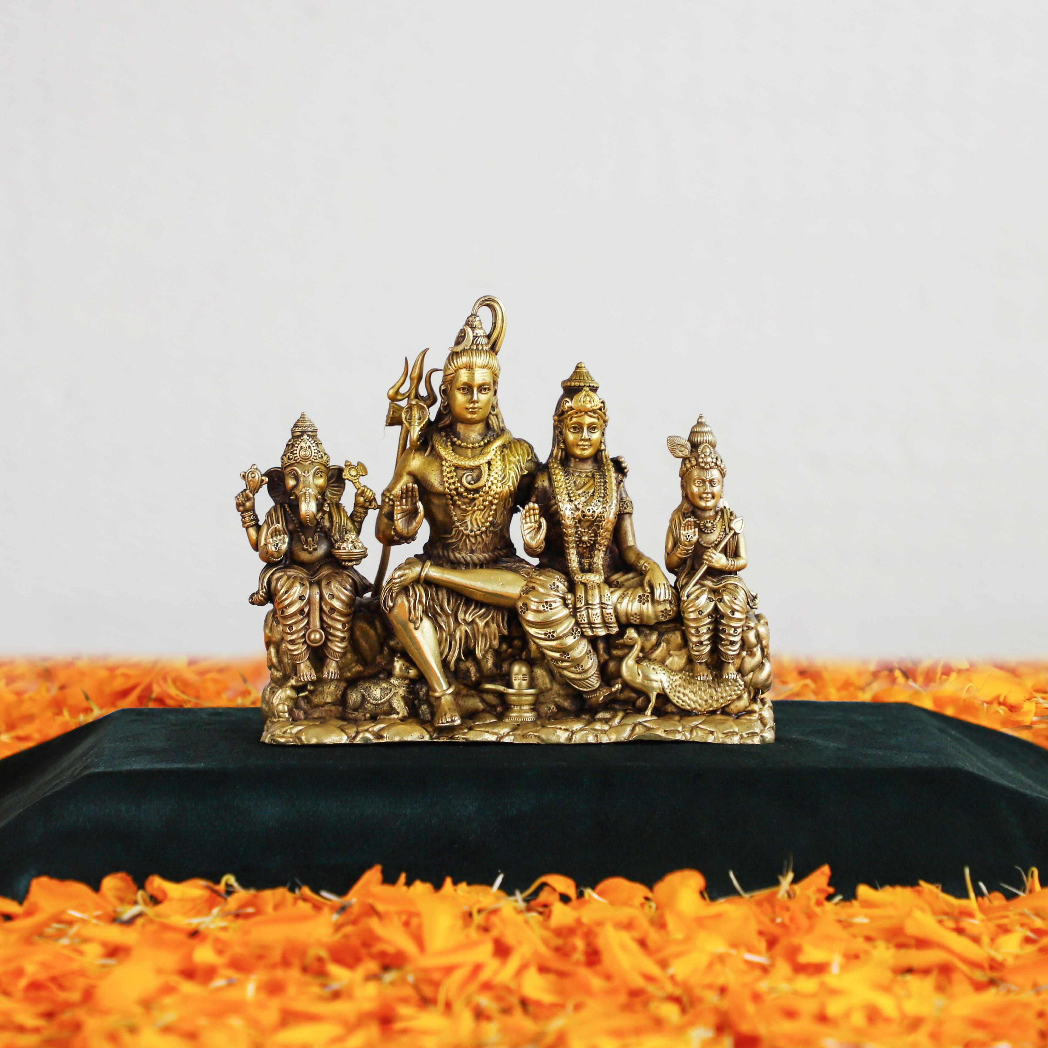 Brass Lord Shiva Parvati Ganesh & Kartik