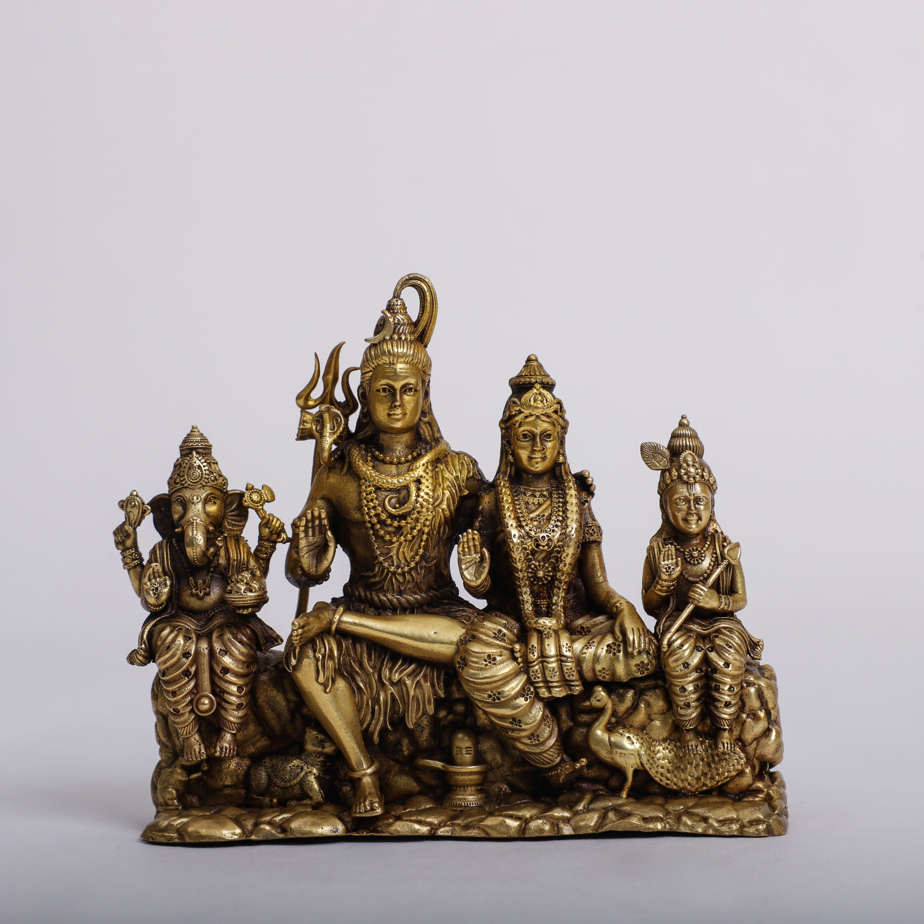 Brass Lord Shiva Parvati Ganesh & Kartik